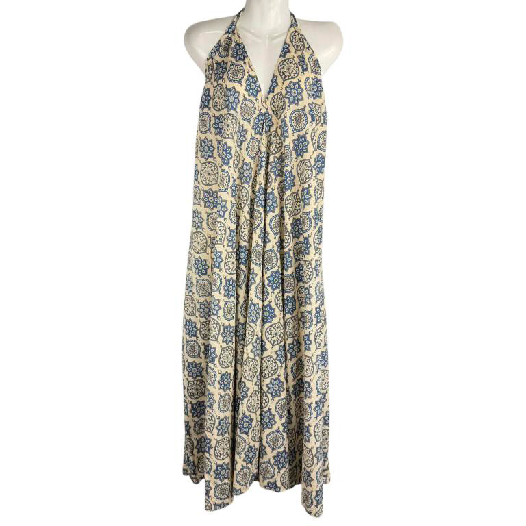Elegante Vestido Largo Artesanal de Algodón para Mujer con Cuello en V, Talla Única y Vivos Colores - Mayorista España