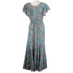 Vestido Artesanal Largo de Seda con Talla Única, Diseño Escalonado y Cuello en V para Mujer - Imagen 3