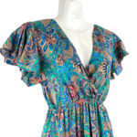 Vestido Artesanal Largo de Seda con Talla Única, Diseño Escalonado y Cuello en V para Mujer - Imagen 4