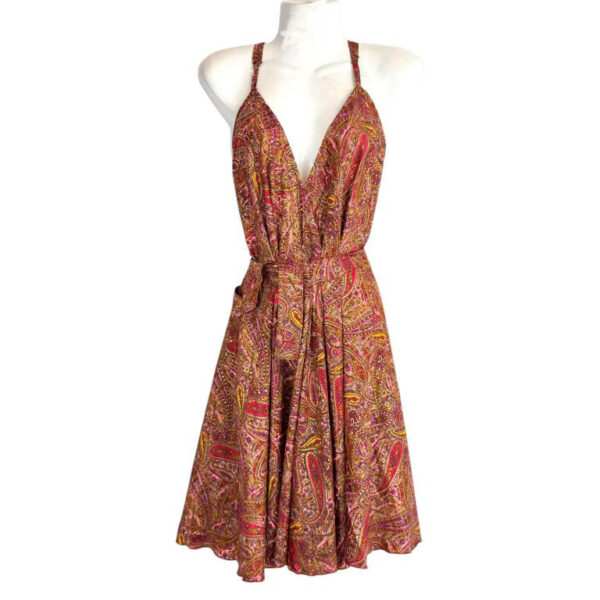 Vestido Corto Artesanal de Seda para Mujer con Escote y Espalda Descubierta - Imagen 2