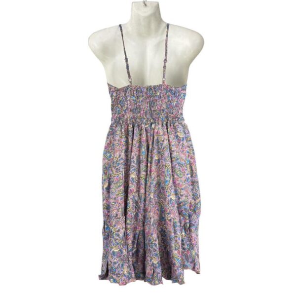 Vestido Corto Artesanal de Seda para Mujer con Espalda Fruncida y Cuello en V - Imagen 3