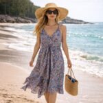 Vestido Corto Artesanal de Seda para Mujer con Espalda Fruncida y Cuello en V - Mayorista España