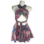 Conjunto Artesanal Dos Piezas de Seda para Mujer con Top Cruzado - Imagen 2