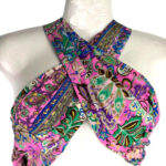 Conjunto Artesanal Dos Piezas de Seda para Mujer con Top Cruzado - Imagen 4