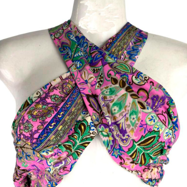 Conjunto Artesanal Dos Piezas de Seda para Mujer con Top Cruzado - Imagen 4