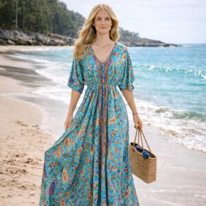 Vestido Artesanal Largo de Seda con Talla Única, Bonitos Colores y Gran Calidad para Mujer - Mayorista España