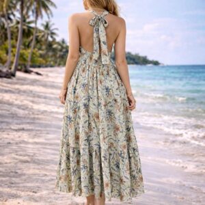 Vestido Largo Artesanal de Seda para Mujer con Cuello en V y Espalda Descubierta - Mayorista España