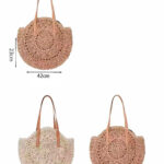 Amplio Bolso de Papel con Diseño Circular, Asas Largas y Cremallera para Mujer