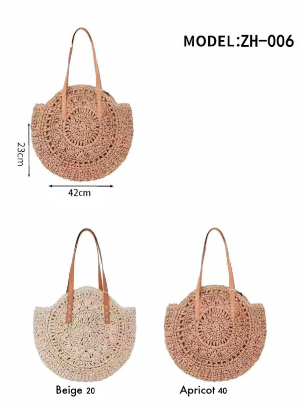 Amplio Bolso de Papel con Diseño Circular, Asas Largas y Cremallera para Mujer-All _ Mayorista España