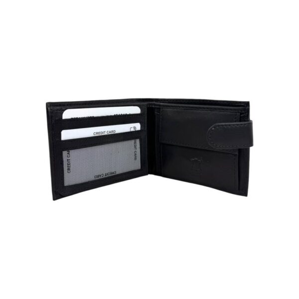 Billetera Masculina de Piel Genuina con Protección RFID y Cierre de Solapa de Botón- Mayorista España