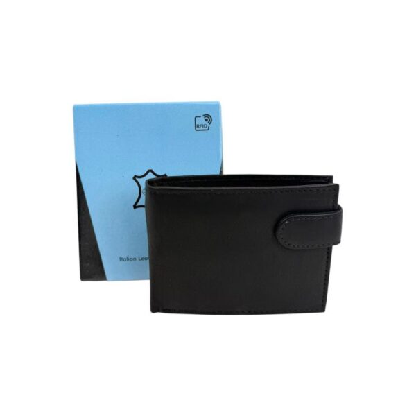 Billetera Masculina de Piel Genuina con Protección RFID y Cierre de Solapa de Botón- Mayorista España