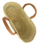 Cesta Capazo Artesanal para Playa/Piscina en Rafia con Asas Cortas de Piel - Imagen 3