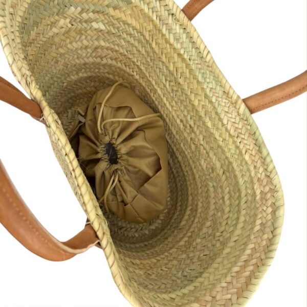 Cesta Capazo Artesanal para Playa/Piscina en Rafia con Asas Cortas de Piel - Imagen 2