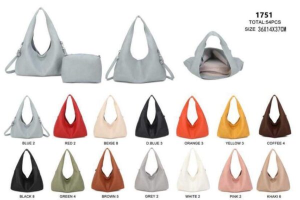 Set de Bolso de Hombro Sintético Casual para Mujer con Neceser a Juego- Mayorista España