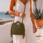 Bolso de Mano en Algodón Estilo Ganchillo con Flecos Laterales Decorativos para Mujer-Principal- Mayorista España