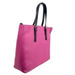 Amplio Bolso Tote en Piel Italiana con Asas y Herrajes Negros para Mujer-Side- Mayorista España