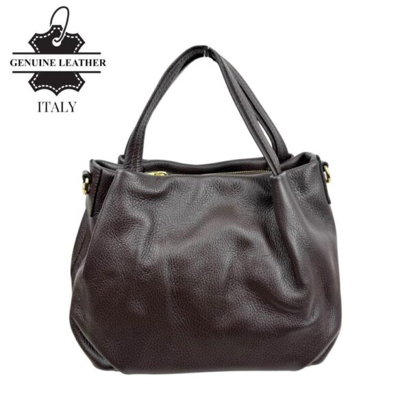 Bolso de Mano en Piel Italiana para Mujer con 2 Asas y Bolsillo Trasero- Mayorista España