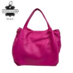 Bolso de Mano en Piel Italiana para Mujer con 2 Asas y Bolsillo Trasero- Mayorista España