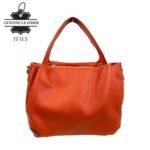 Bolso de Mano en Piel Italiana para Mujer con 2 Asas y Bolsillo Trasero- Mayorista España