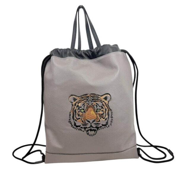 Mochila de piel con bordado tigre - Imagen 11