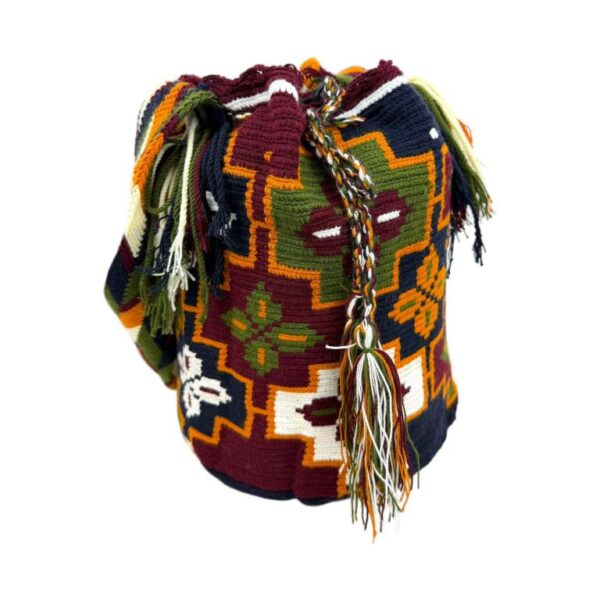 Bolso Mochila Wayuu Colombia Grande Artesanal con Diseño Multicolor Exclusivo - Imagen 14