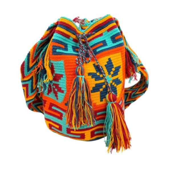 Bolso Mochila Wayuu Colombia Grande Artesanal con Diseño Multicolor Exclusivo - Imagen 15
