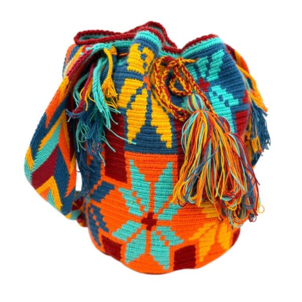 Bolso Mochila Wayuu Colombia Grande Artesanal con Diseño Multicolor Exclusivo - Imagen 16