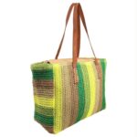 Bolso Grande de Papel tipo Shopper con Diseño a Rayas y 2 Asas Largas para Mujer-Back- Mayorista España