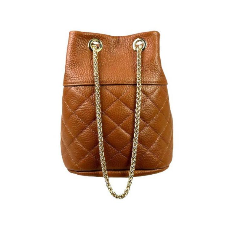 Bolso de Piel Acolchado con Asa de Cadena Dorada y Cierre de Botón Bolso de Piel Acolchado con Asa de Cadena Dorada y Cierre de Botón - Imagen 1