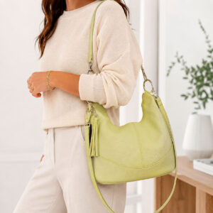 Bolso de Hombro en Piel con Bolsillo Trasero, Enganche Dorado y Asa Larga Mujer-Principal- Mayorista España