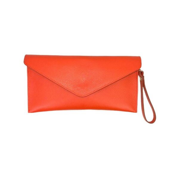 Bolso Bandolera de Piel Italiana para Mujer con Asa de Mano y Solapa Magnética-Naranja- Mayorista España