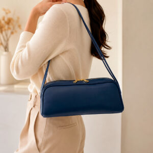 Bolso de Mano Tipo Barrel en Piel Italiana con 2 Asas Cortas y 2 Cremalleras para Mujer-Principal- Mayorista España