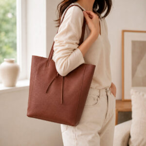 Bolso Shopper Universitario en Piel Italiana con 2 Asas y Bolsillo Interno para Mujer-Principal- Mayorista España