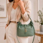 Bolso de Hombro Hobo en Piel Italiana con Mini Solapa de Enganche Frontal y Asa Corta-Principal- Mayorista España