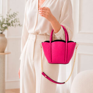 Bolso de Mano Compacto en Piel Italiana con Asa Larga de Cadena y Neceser Extra para Mujer-Principal2- Mayorista España