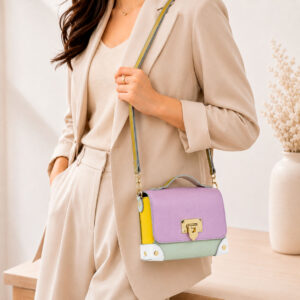 Bolso de Mano Multicolor en Piel Italiana con Tachuelas y Diseño Exclusivo para Mujer-Principal- Mayorista España