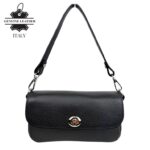 Bolso de Piel para Mujer con Diseño Elegante y Cierre de Manivela Giratoria. Negroi- Mayorista España
