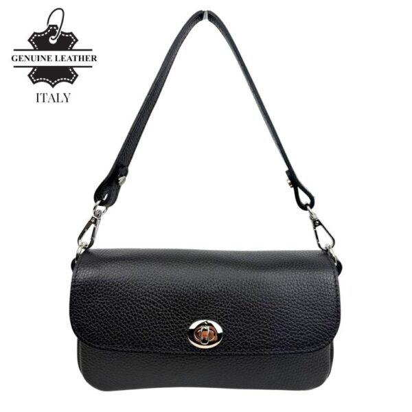 Bolso de Piel para Mujer con Diseño Elegante y Cierre de Manivela Giratoria. Negroi- Mayorista España