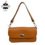 Bolso de Piel para Mujer con Diseño Elegante y Cierre de Manivela Giratoria. Marron- Mayorista España