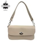 Bolso de Piel para Mujer con Diseño Elegante y Cierre de Manivela Giratoria. Taupe- Mayorista España