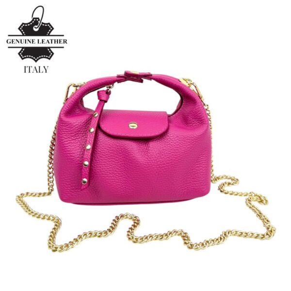 Elegante Bolso de Piel Italiana con Cadena Dorada y Doble Solapa para Mujer - Imagen 3