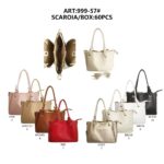 Bolso de Mano Sintético con 3 Compartimentos interiores y Tira Bandolera para Mujer-All- Mayorista España