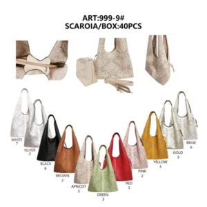 Bolso de Hombro Sintético con Agujeros, Cremallera y Bolso Bandolera Extra para Mujer- Mayorista España