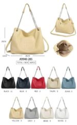 Bolso de Hombro en Piel con Doble Asa, Cierre de Cremallera y Gran Capacidad para Mujer.- Mayorista España