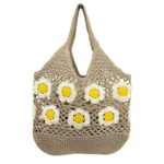 Práctica Cesta de Ganchillo con Diseño Floral y Saco Interior para Mujer - Imagen 7