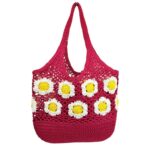 Práctica Cesta de Ganchillo con Diseño Floral y Saco Interior para Mujer - Imagen 9