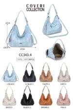 Bolso de Hombro Estilo Hobo Sintético con Bolsillos de Cremallera y Asa Decorativa - Coveri Collection- Mayorista España