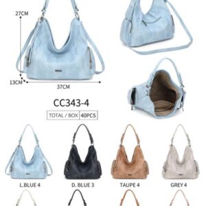 Bolso de Hombro Estilo Hobo Sintético con Bolsillos de Cremallera y Asa Decorativa - Coveri Collection- Mayorista España