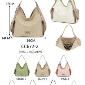 Bolso Grande de Hombro Sintético con Efecto Trenzado y Bolsillos Laterales - Coveri Collection- Mayorista España