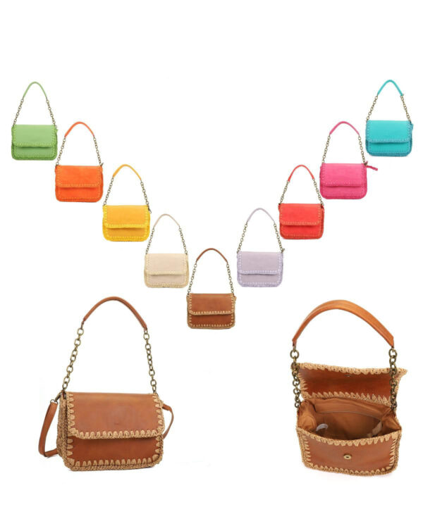 Bolso Bandolera de Papel con Asa Larga, Tira Bandolera y Solapa para Mujer - Imagen 2
